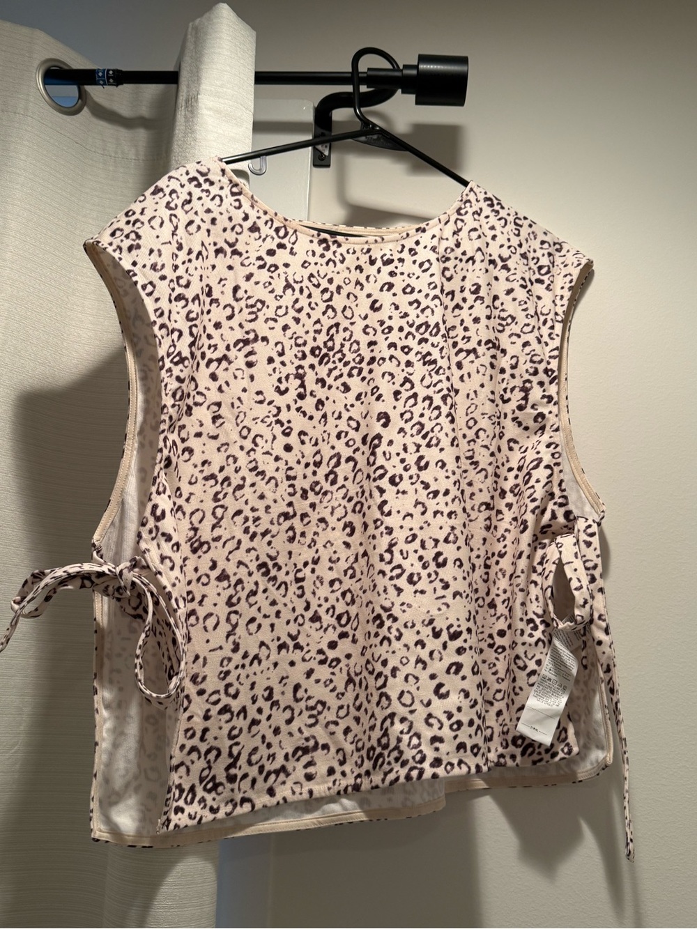SHEIN Beige Leopard-Print Side Tie Tank